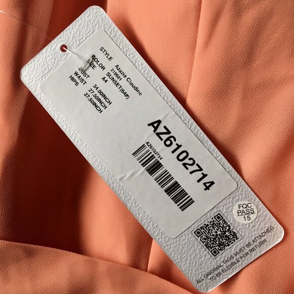 AZAZIE CLAUDINE A-Line Flutter Sleeve Chiffon Floor-Length Dress Sunset Size 4 - Picture 14 of 14